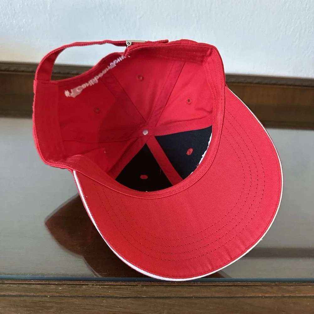 Little Switzerland‎ Hat #1 Jeweler Caribbean Embroidered Red Slideback Cap Hat